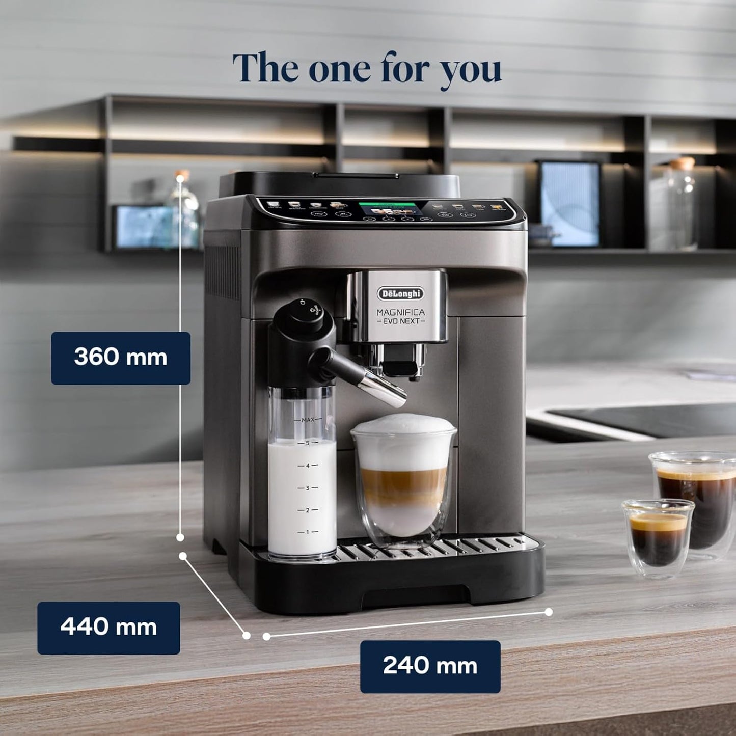 Magnifica Evo Next ECAM312.80.TB,Automatic Coffee Machine With Automatic Milk Frother,Bean To Cup Coffee and Cappuccino Machine with Intuitive Touch Display,Black/Titanium